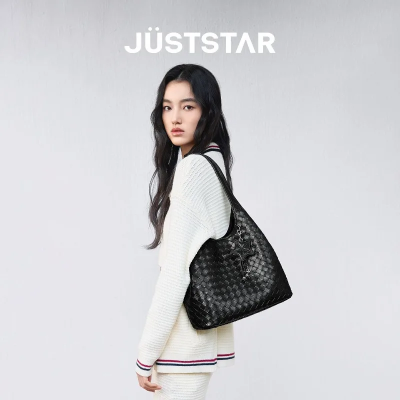 

JUST STAR starfish tote bag 2026 new women's commuter large-capacity laptop bag vacation underarm woven bag