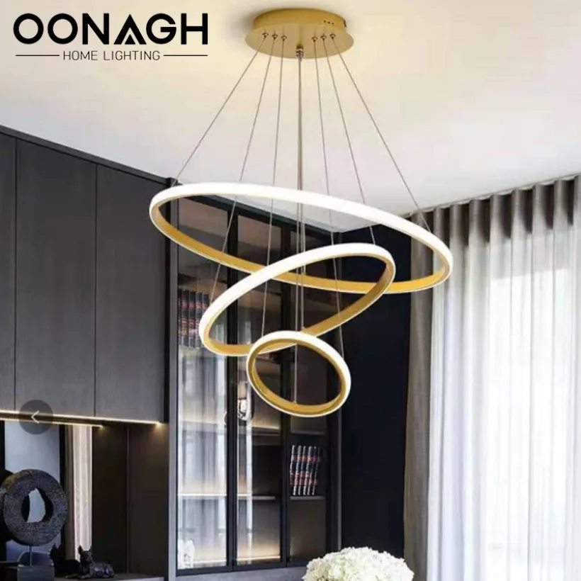 

Modern LED Pendant Lamp Attic Living Room Bedroom Dining Room Kitchen Interior Decor Lighting Rings Ceiling Hanging Chandelier