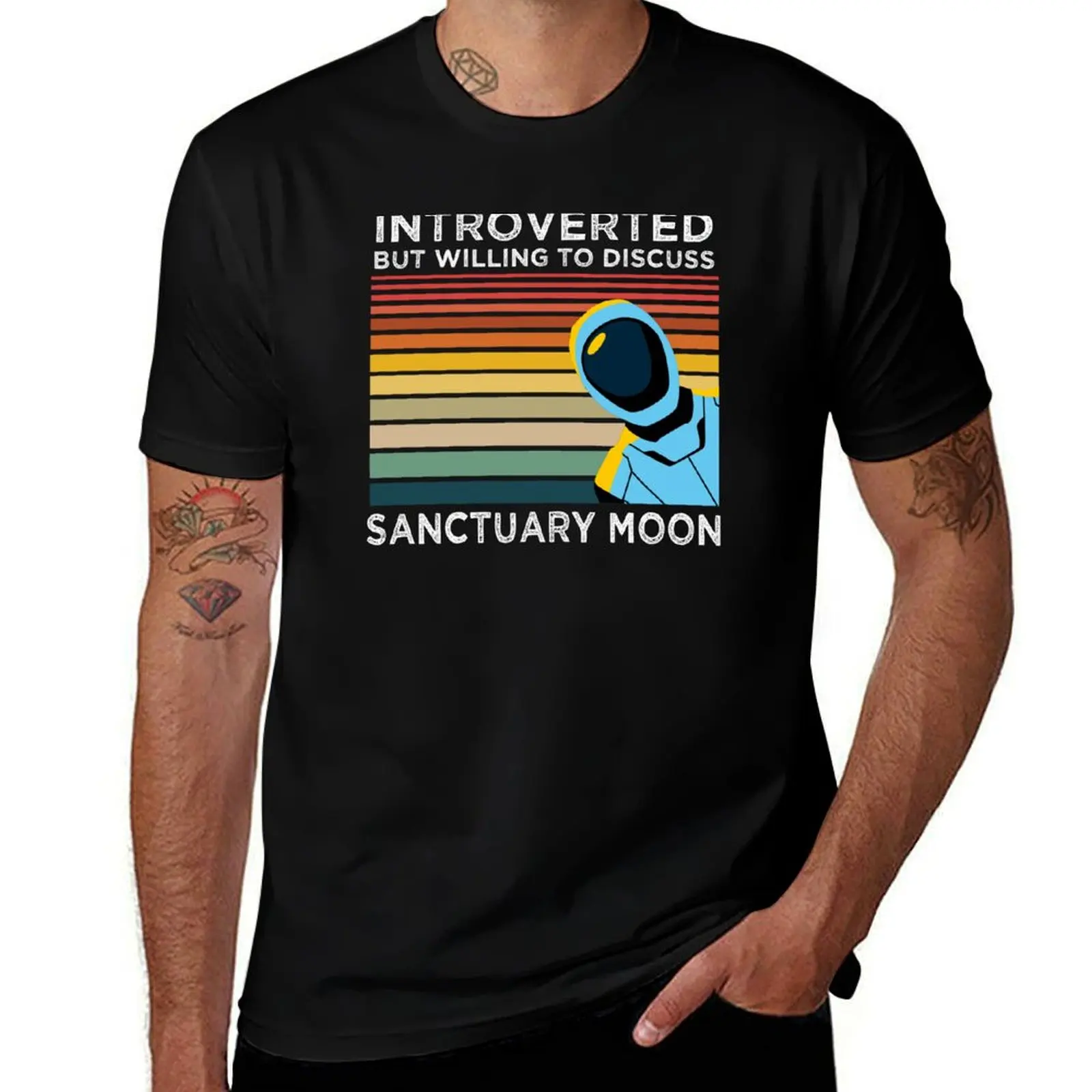 Introverted But Willing to Discuss Sanctuary Moon T-Shirt Outdoor Working T-Shirt