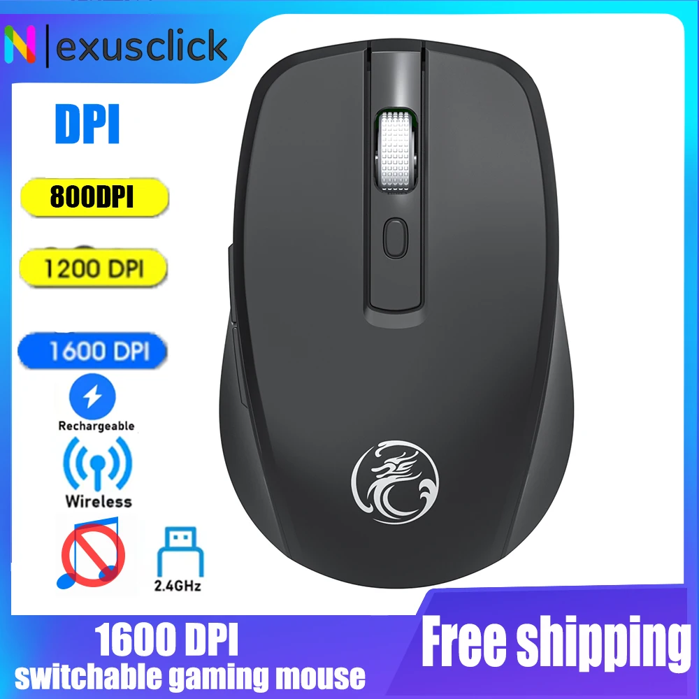 

Wireless 2.4G Gaming Silent Mouse 6Keys 1600DPI High-precision Fire Button design Ergonomic Game Battery Mice Non-slip Roller