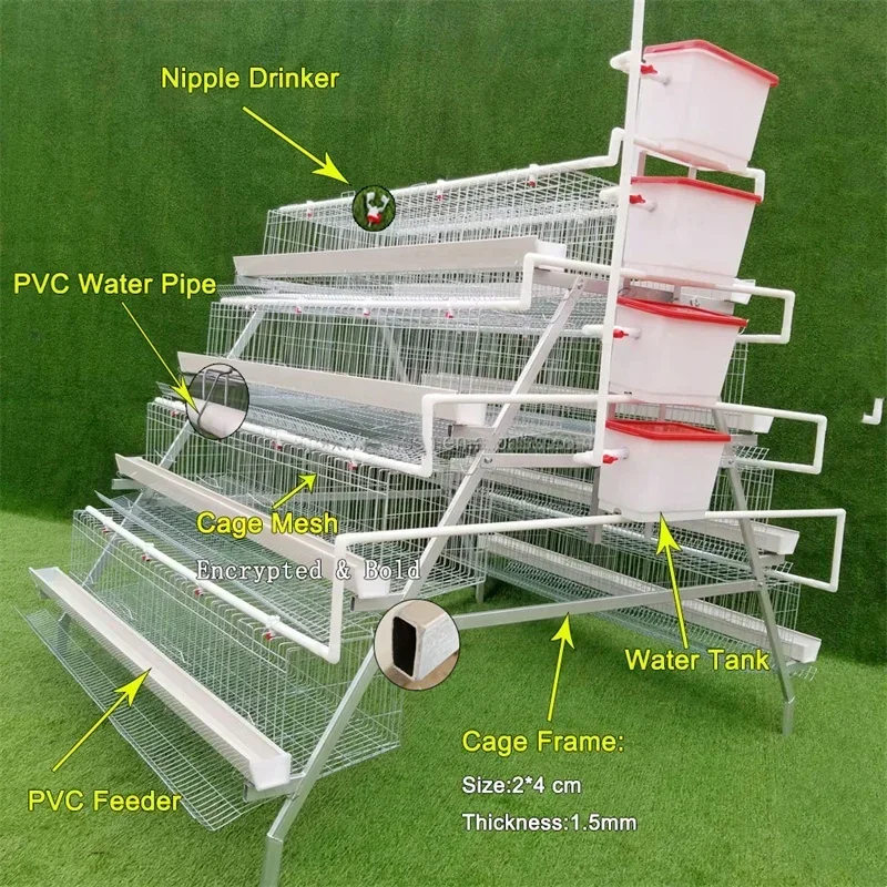 New H-Type Metal Chicken Cage Portable Plastic Birds Breeding Cage For Chicken And Layer Farms