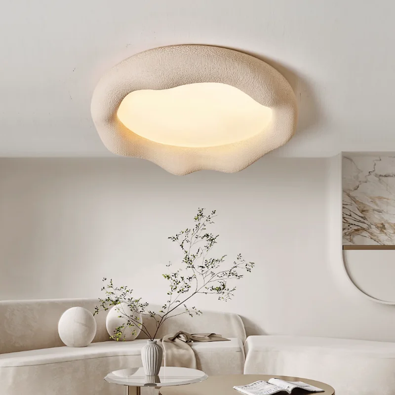 Imagem -04 - Luz de Teto Nordic Wabi Sabi Cloud Estilo Creme Minimalista Sala de Estar Lâmpada de Resina para Cuidados Oculares Luz do Quarto do Bebê