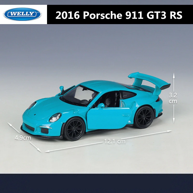 WELLY 1:36 2016 Porsche 911 GT3 RS Alloy โมเดลรถยนต์สปอร์ต Diecasts ของเล่นโลหะรถดึงกลับจำลองเด็กของขวัญ