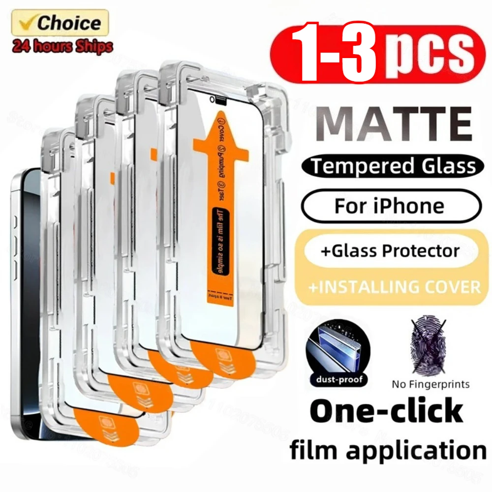 

1-3Pieces Oleophobic Coating Easy Install Screen Protector For iPhone 11 12 13 14 15 16 17 Pro Max Plus Dust Free Tempered Glass