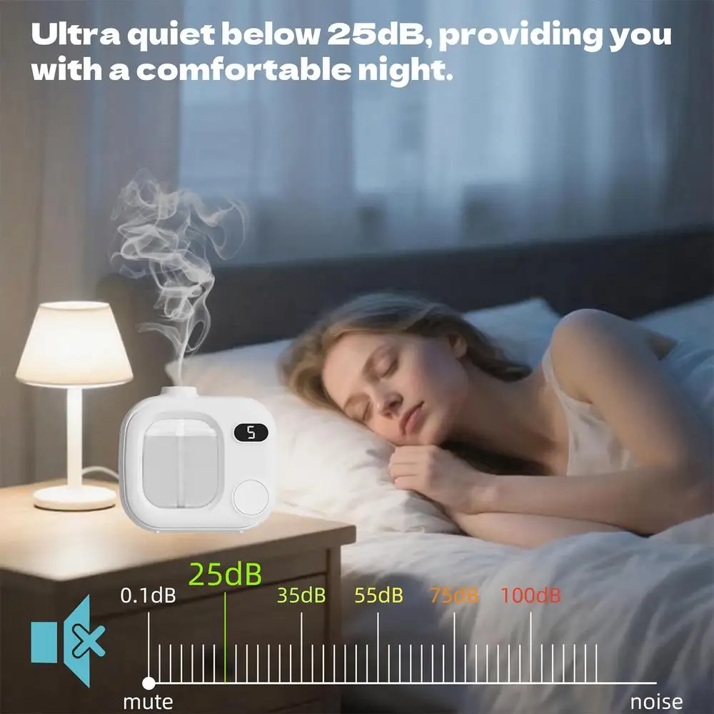 Kabelloser, batteriebetriebener, wasserloser Duftdiffusor, feiner Nebel-Aromagerät für Auto & Zuhause, tragbarer Diffusor für ätherische Öle – Detail 9