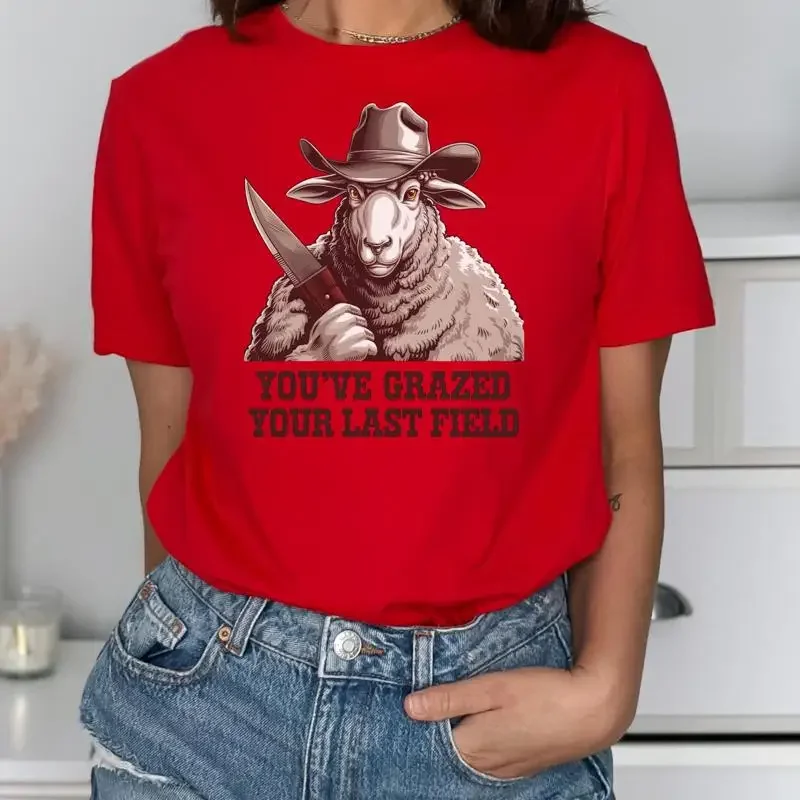 Funny Saying T Shirt Quote Sarcastic Sheep You've Grazed Your Last Field Softstyle Top