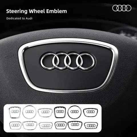 아우디 A6L A3 A4 A5 A6 A7 A8 Q3 Q5 Q7 Q8 TT S5 S7 S8 RS7 RS6 엠블럼 교체 로고 자동차 액세서리용 자동차 스티어링 휠 스티커