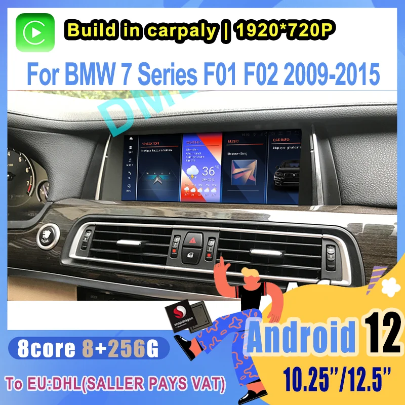 

12.5" Android 12 Qualcomm CPU GPS Navigation 8+128G Car Multimedia Player For BMW 7 Series F01 F02 2009-2015 Auto Stereo Video