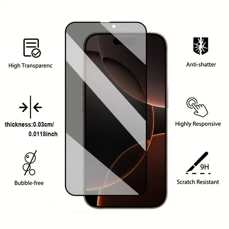 2 حزم الخصوصية الزجاج المقسى آيفون 14 15 16 13 12 برو ماكس مكافحة التجسس حامي الشاشة آيفون X XR XS ماكس 7 8 زائد