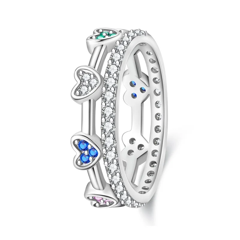 

2026 New Original 925 Sterling Silver Fun Little Hearts Ring For Women Fit Wedding Party Jewelry Gift