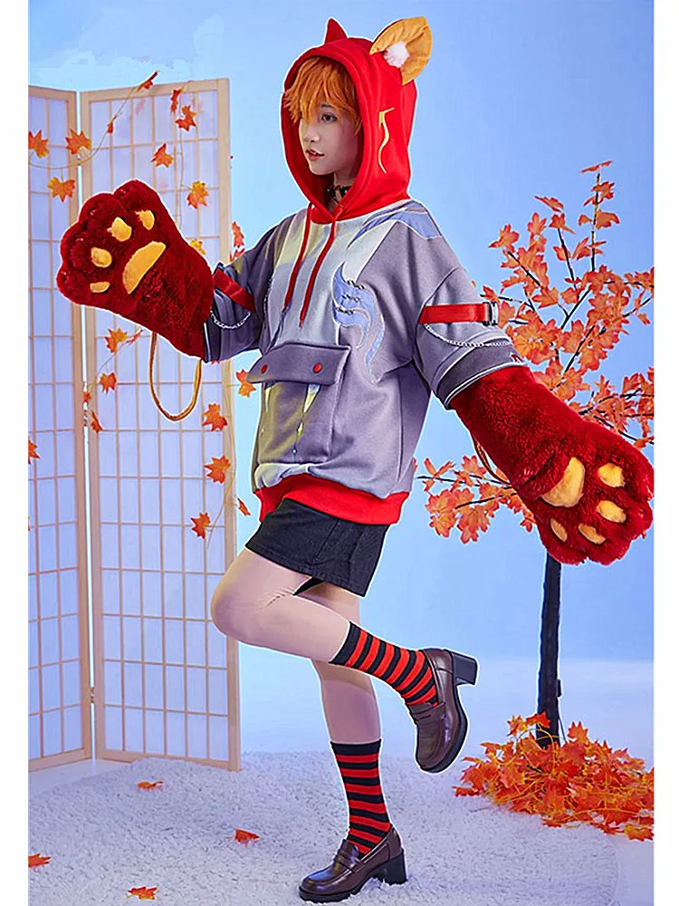 Genshin Impact Tartaglia Cosplay Costume Anime Women Furry Coat Sweater Japanese Style Autumn Winter Sleeve Detachable New 2022