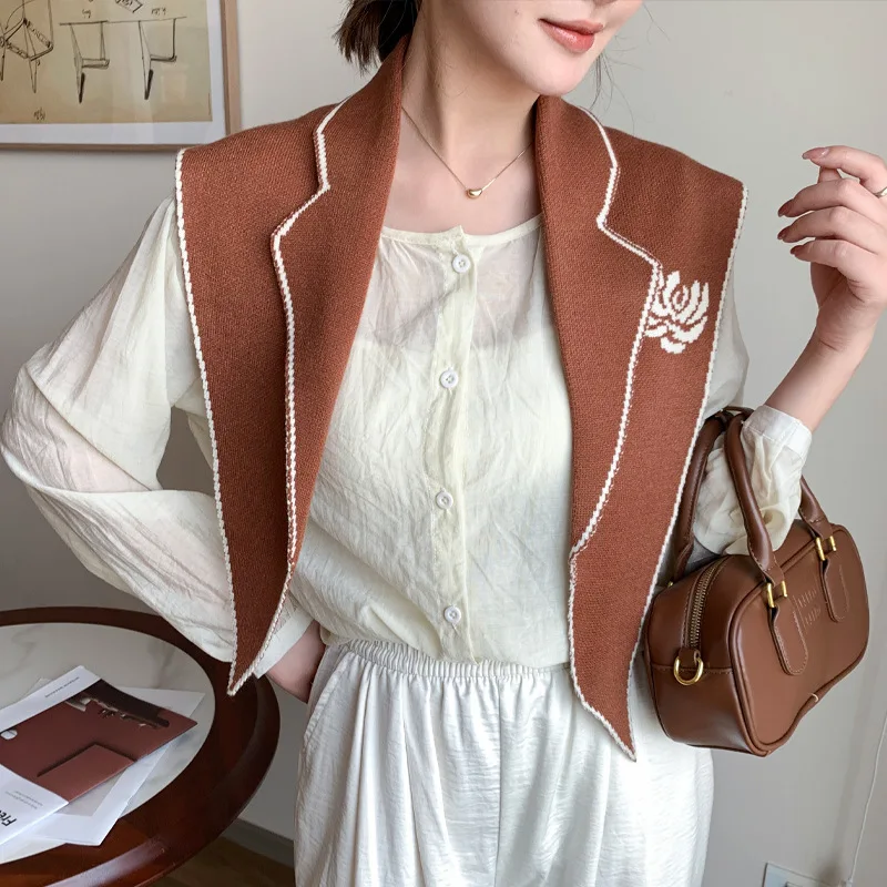 

Fashionable design sense women's suit collar shawl, knit scarf, detachable collar, triangle shawl, trendy and versatile