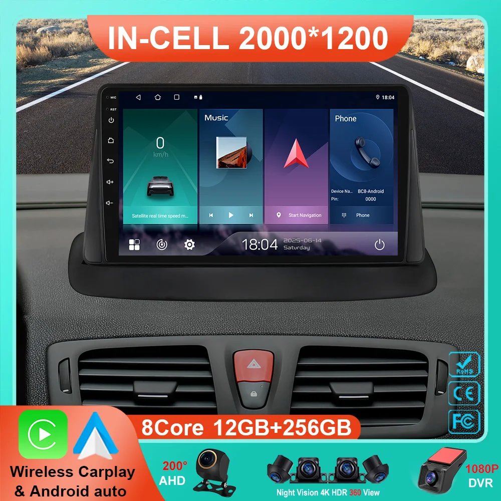 

Автомобильный радиоприемник на Android 13 для Renault Megane 3 Fluence 2008-2014, мультимедийный № 2Din, Wi-Fi, GPS-навигация, Carplay, DVD, головное устройство QLED BT