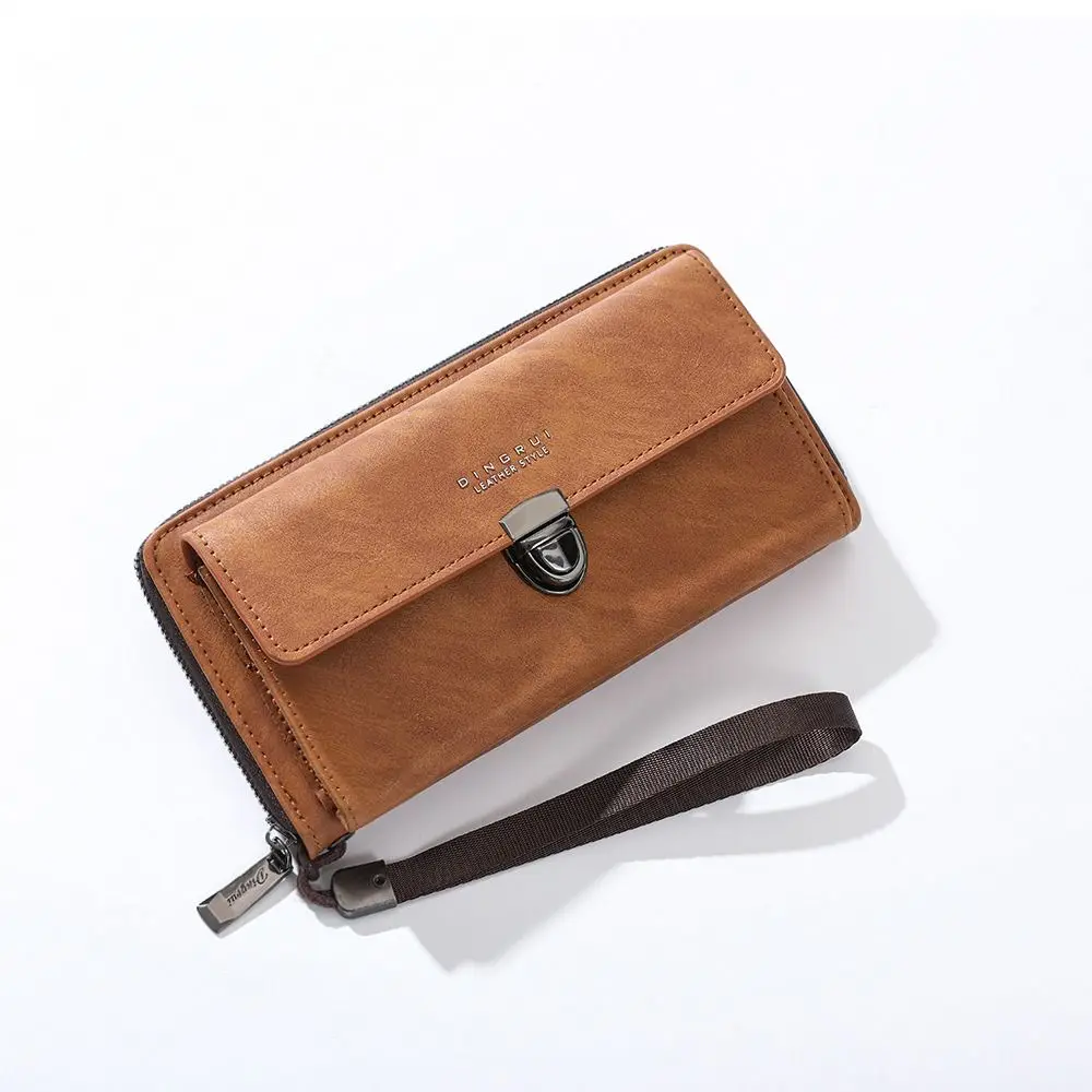 Coin Holder PU Leather Men's Wallet Multi-card Slots High Capacity ID Card Holder Zipper Credit Card Case Business Use