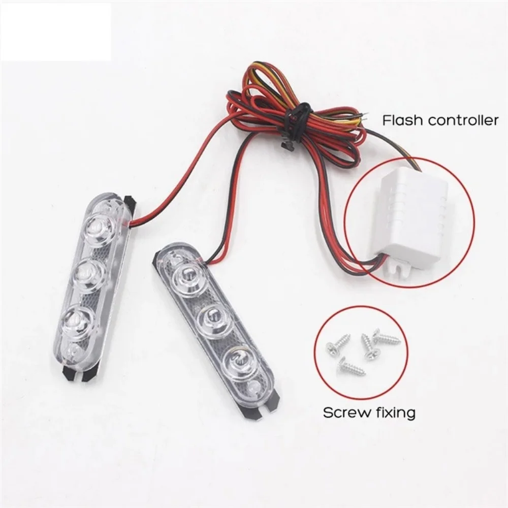 1Set Police Siren Strobe Light Emergency Safety Indicator 3LED Motorcycle Signal Warning Light Police Flasher Auto Lamp For Moto