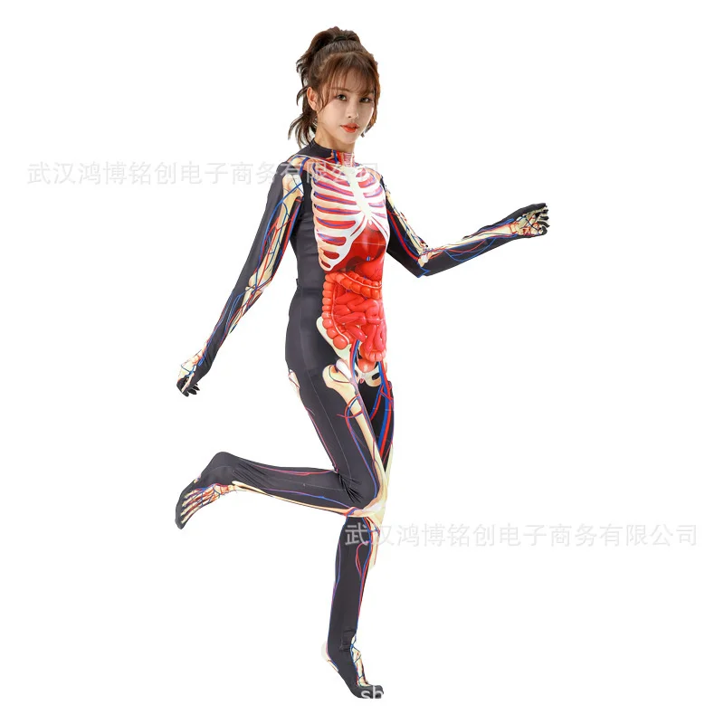 Halloween Carnaval Horror Body Structuur Panty Zombie Patroon Stage Performance Cosplay Schedel