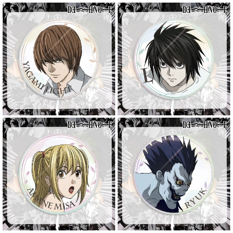 Death Note Anime Figures Metal Badges Yagami Light MisaMisa Pins Character Ryuk Decor Brooch Gift Fans Collection