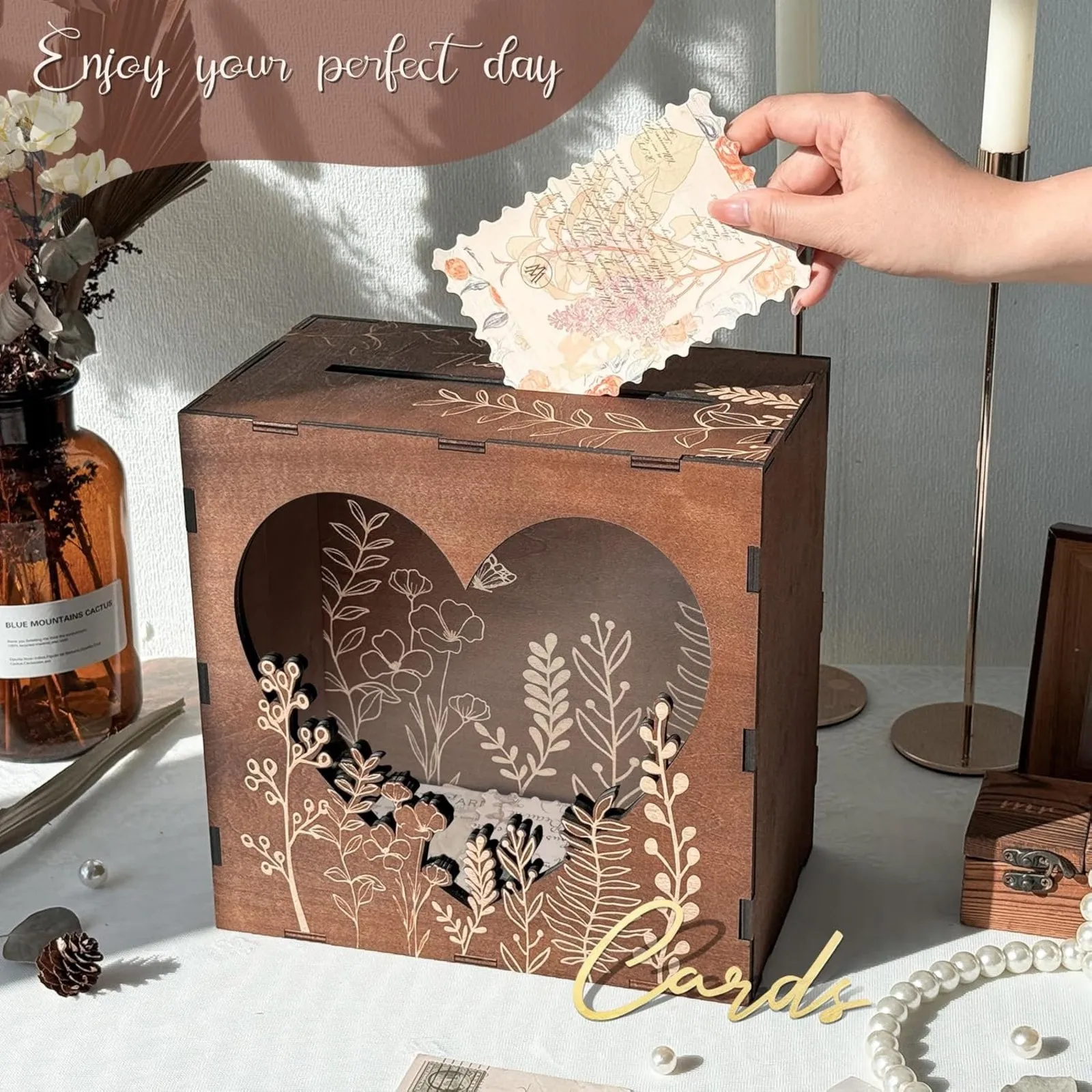 브라운 웨딩 카드 박스(리셉션용), 하트 모양 창이 있 - Wedding Card Box 리뷰 및 가격