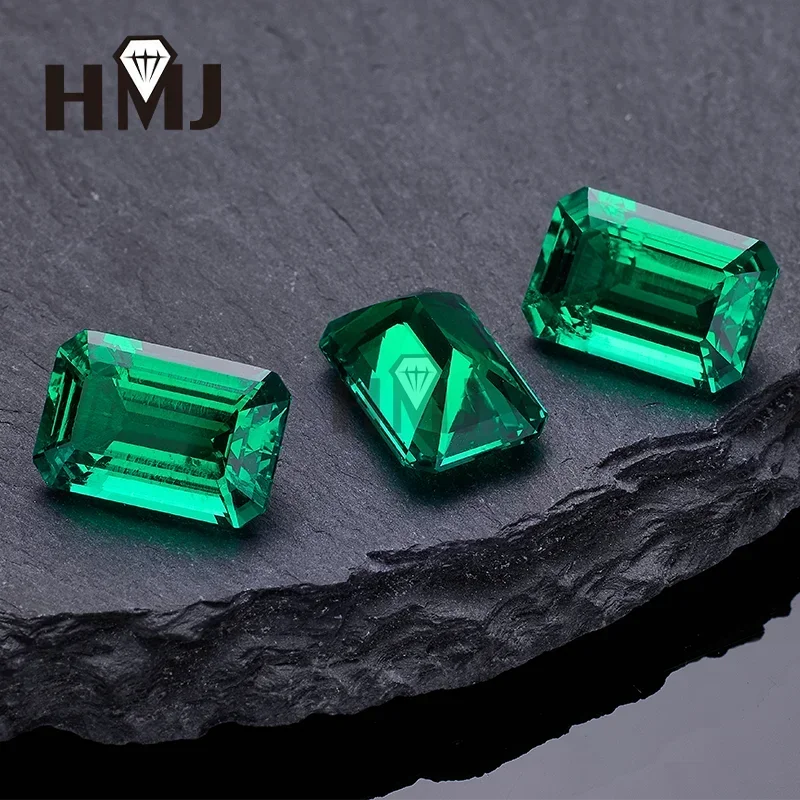 Lab Grown Columbia Emeralds Hydrothermal Emerald Cut  Hand Cutting Advanced Jewelry Making Materials with AGL Certificate