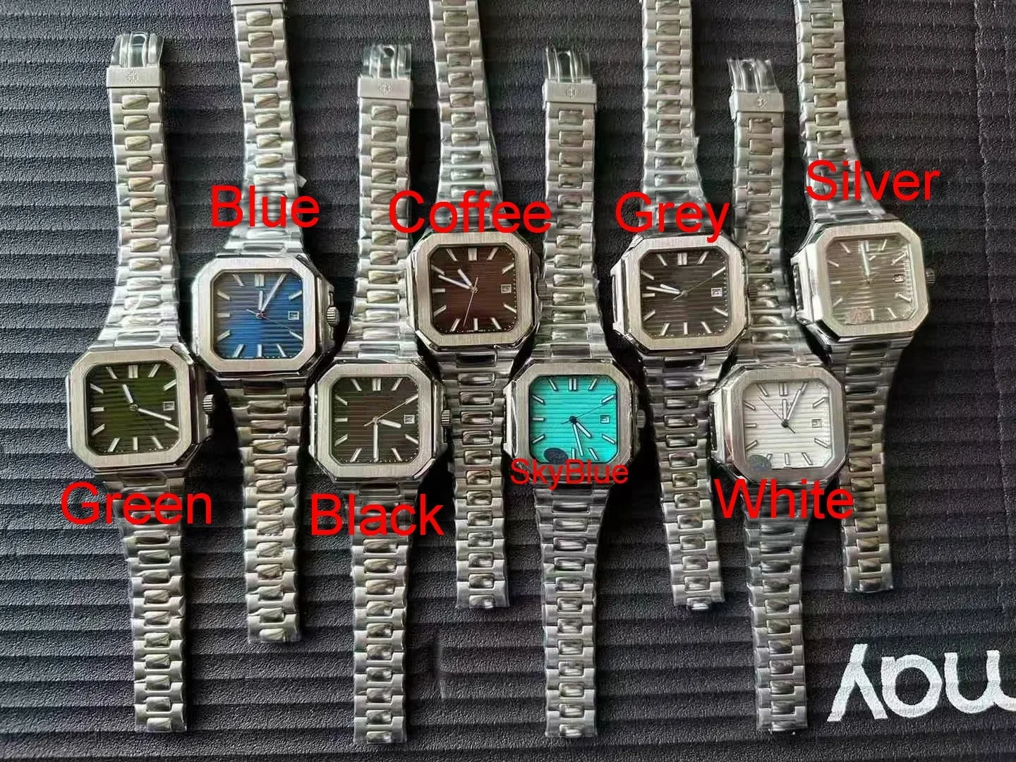 Montre automatique de qualité supérieure pour hommes montres mécaniques Cubitus 5821 acier inoxydable cadran vert bleu noir carré lumineux 45mm