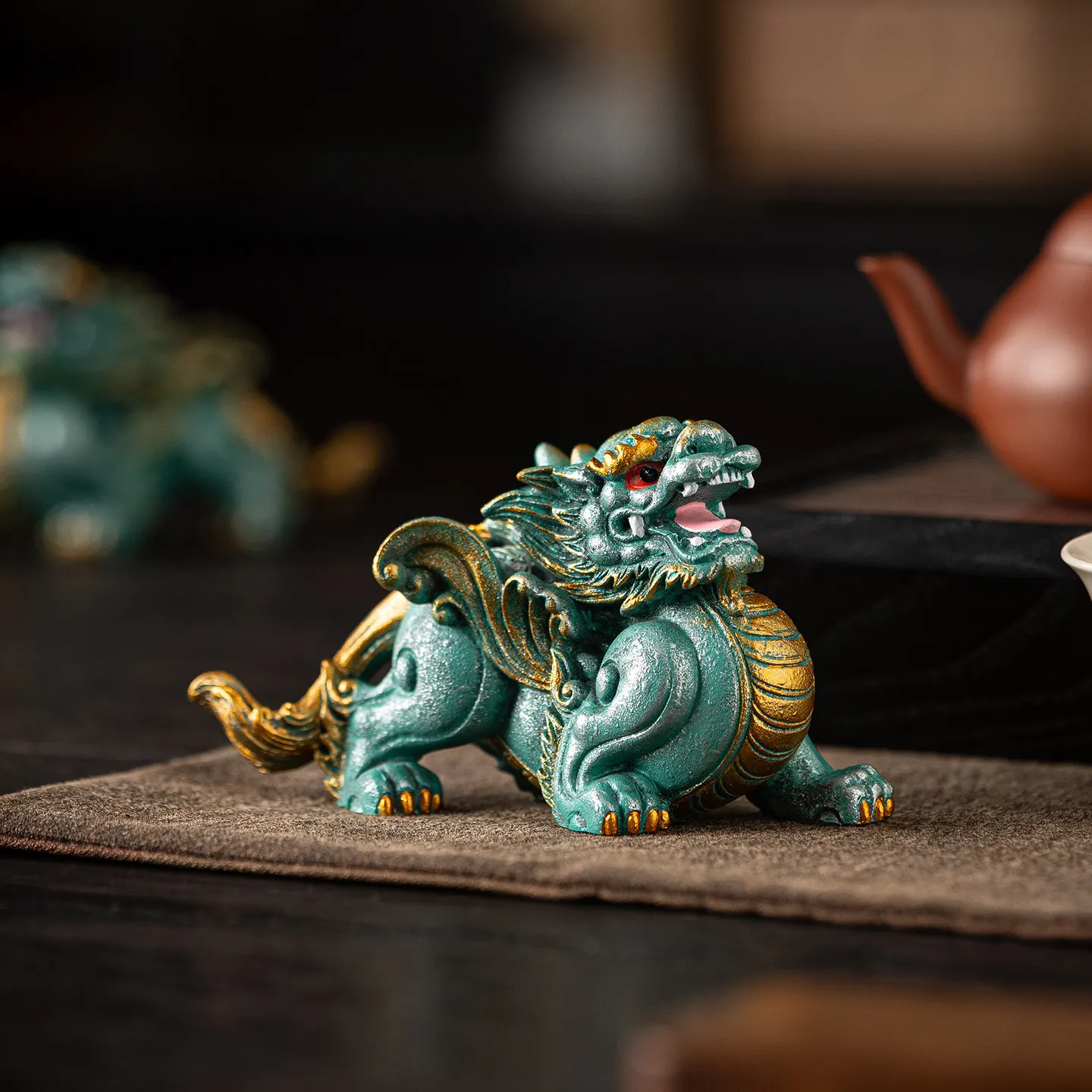 National Trend Pixiu Figurine Pair Fortune Ornament Desktop Decor For Entrance Office Living Room Creative Small Gift For Friend