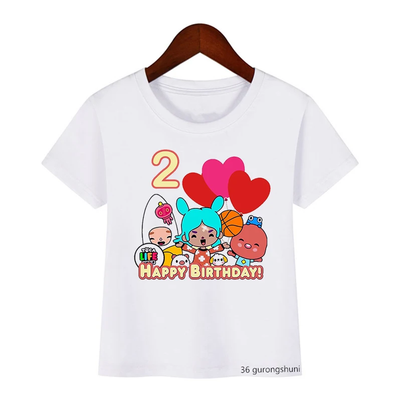 Toca Life World T-Shirt Birthday Gift Number 2-9th T Shirt Kawaii Anime Clothes Cartoon Kid Boy Girl Tee Shirts Casual Tops