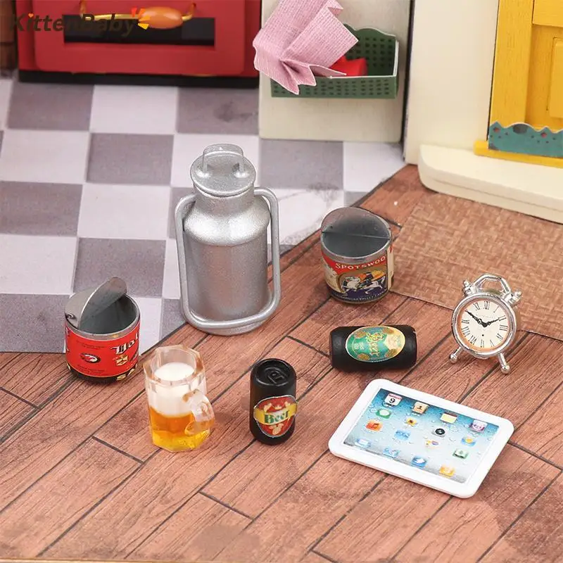 1/12 Dollhouse Food Can Kettle Beer Mug Dollhouse Camping Supplies Toys Dolls House Miniature Decoration