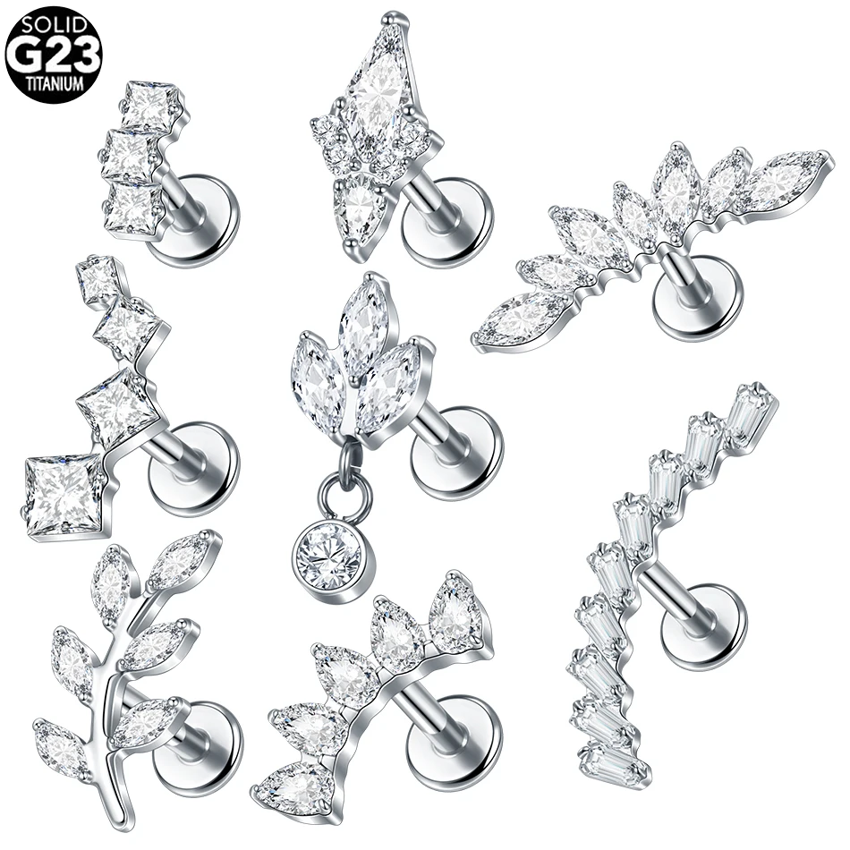 Body Jewelry Internally Threaded - 1Pc/5Pcs G23 Titanium Leaf Helix Stud