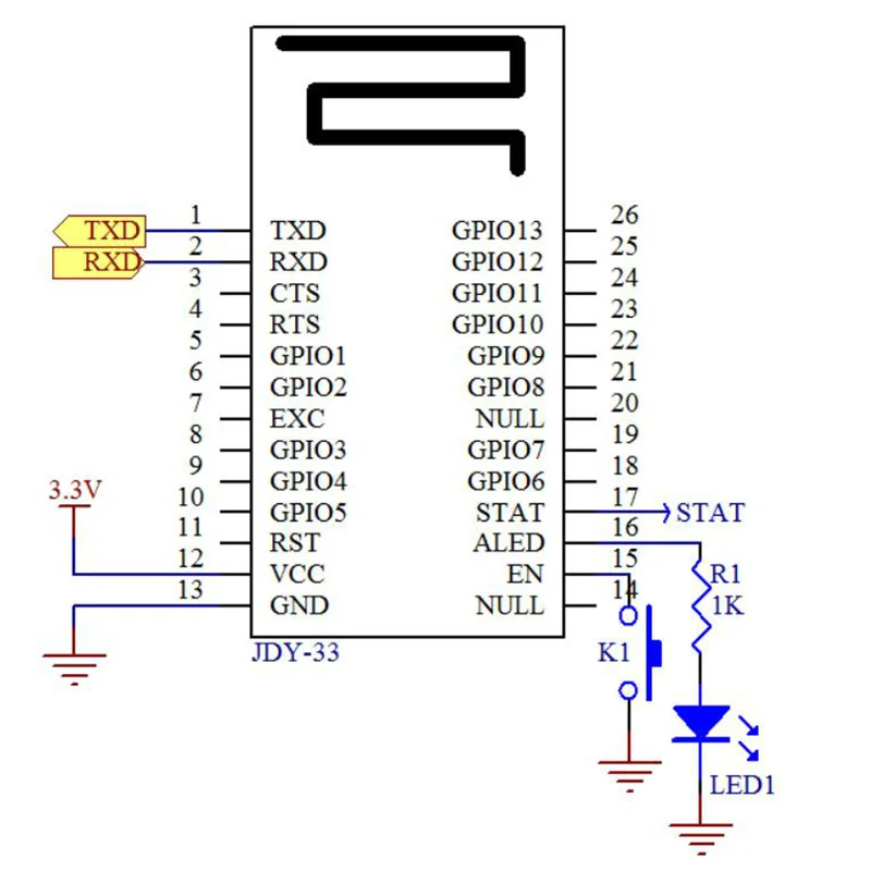 JDY-33 Dual-Mode Bluetooth Module SPP3.0 + BLE4.2 Mendukung Android IOS Tranpisi Komunikasi Slave