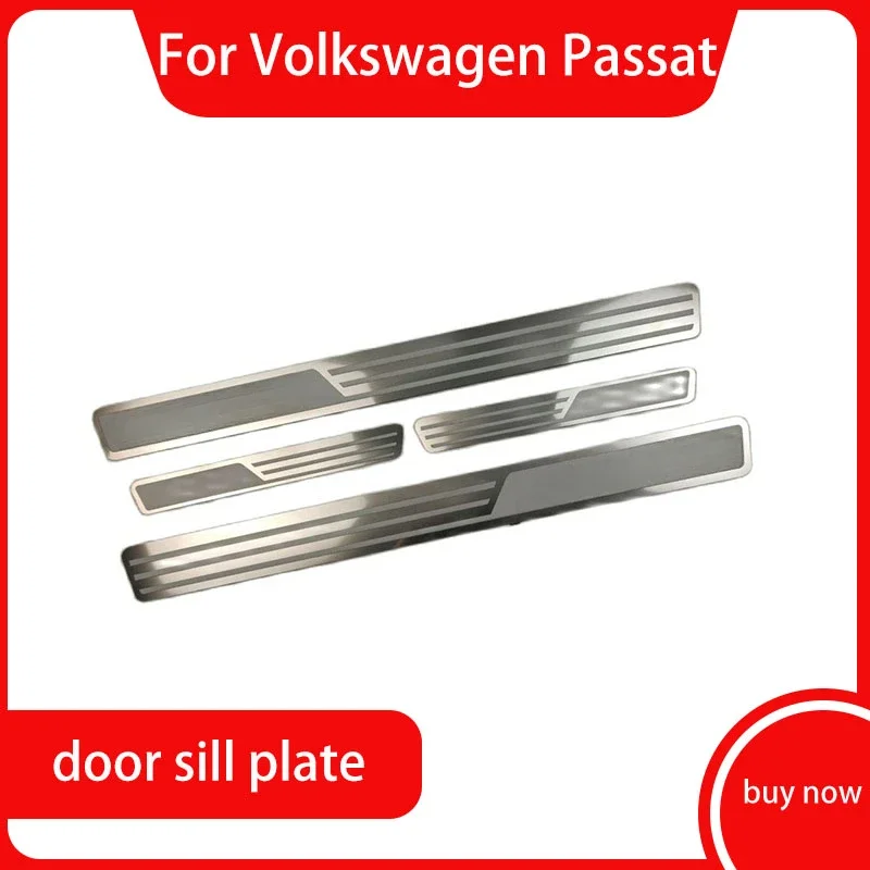 Car Door Protection Step Pedal Sill Scuff Plates Chrome Pads Thresholds Sticker Chromium For VW Volkswagen Passat B5 B6 B7