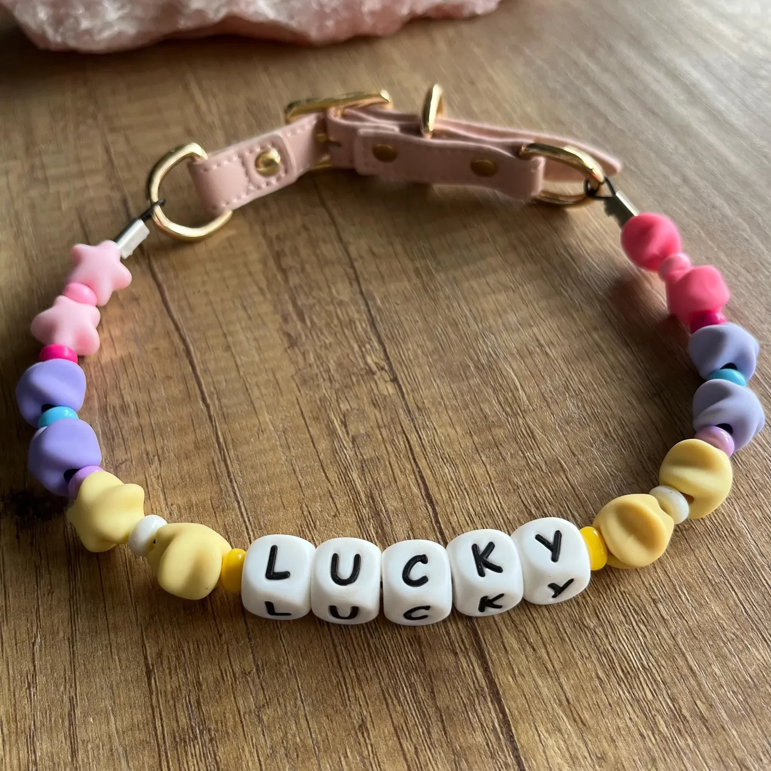 

Pet Necklace Gift Personalized Custom Dog's Name Star Beaded Cat Collard with Buckle