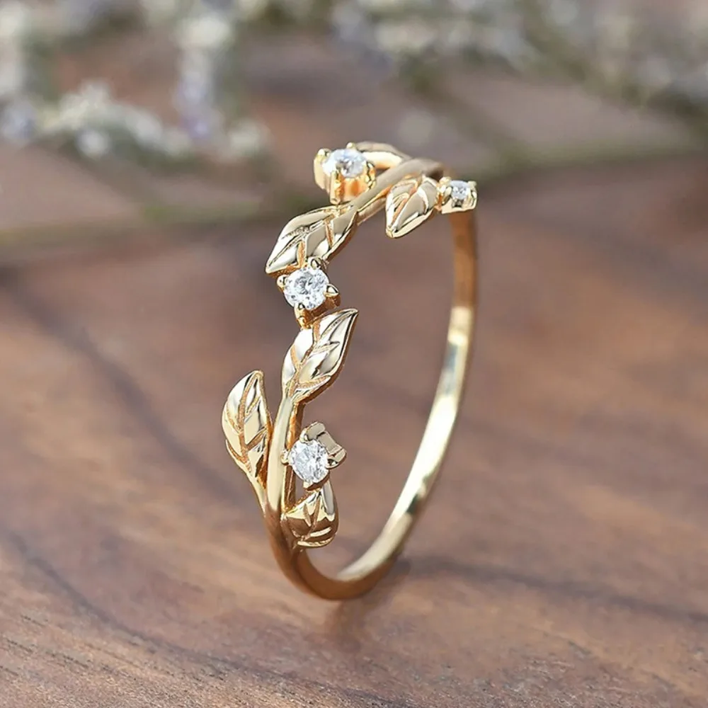 Delicate Flower Branches Entwined Thornflower 5A Zircon Rings for Women Romantic Temperament Versatile Index Finger Ring Jewelry