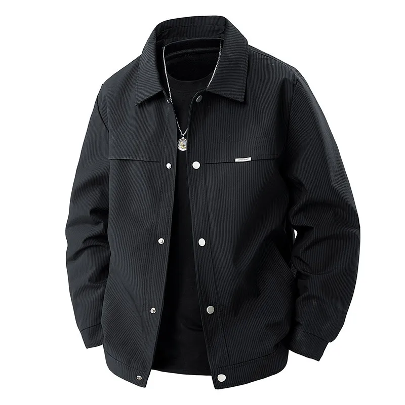 

Осеннее мужское пальто 2025 года, однобортное однотонное мужское пальто с отложным воротником, ветрозащитная деловая повседневная универсальная мужская куртка