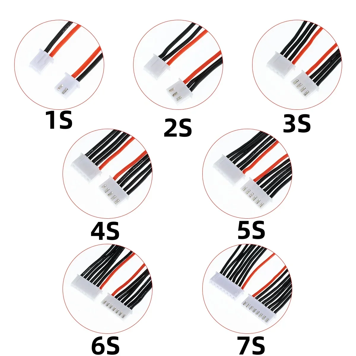 5PCS JST-XH Balancer Cable 2.54mm Pitch 22AWG Silicone Wire 1S-7S for RC Lipo Battery Charger Plug Connector