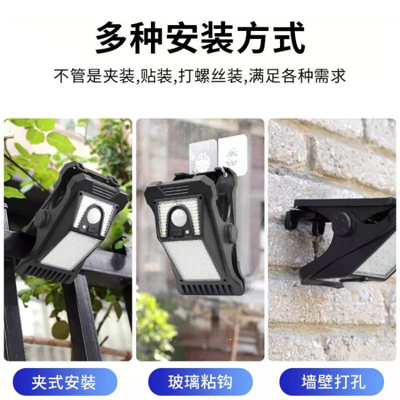 Solar Light with Clip, Motion Sensor Waterproof Outdoor Light for Garden, Camping, Tent, Fence, Auto on/Off