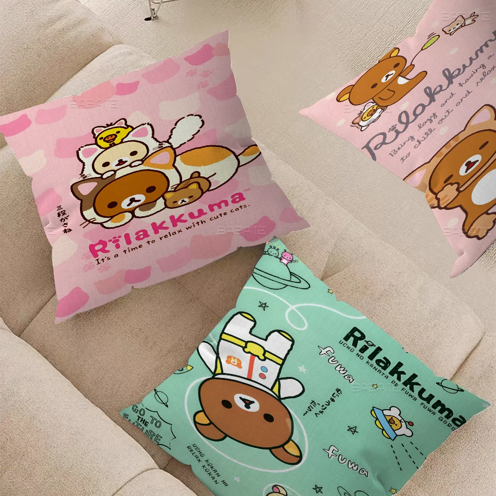 Cute Cartoon R-Rilakkuma Cushion Cover Pillow Cover Decor Pillowcase Printed Cushion Case For Couch