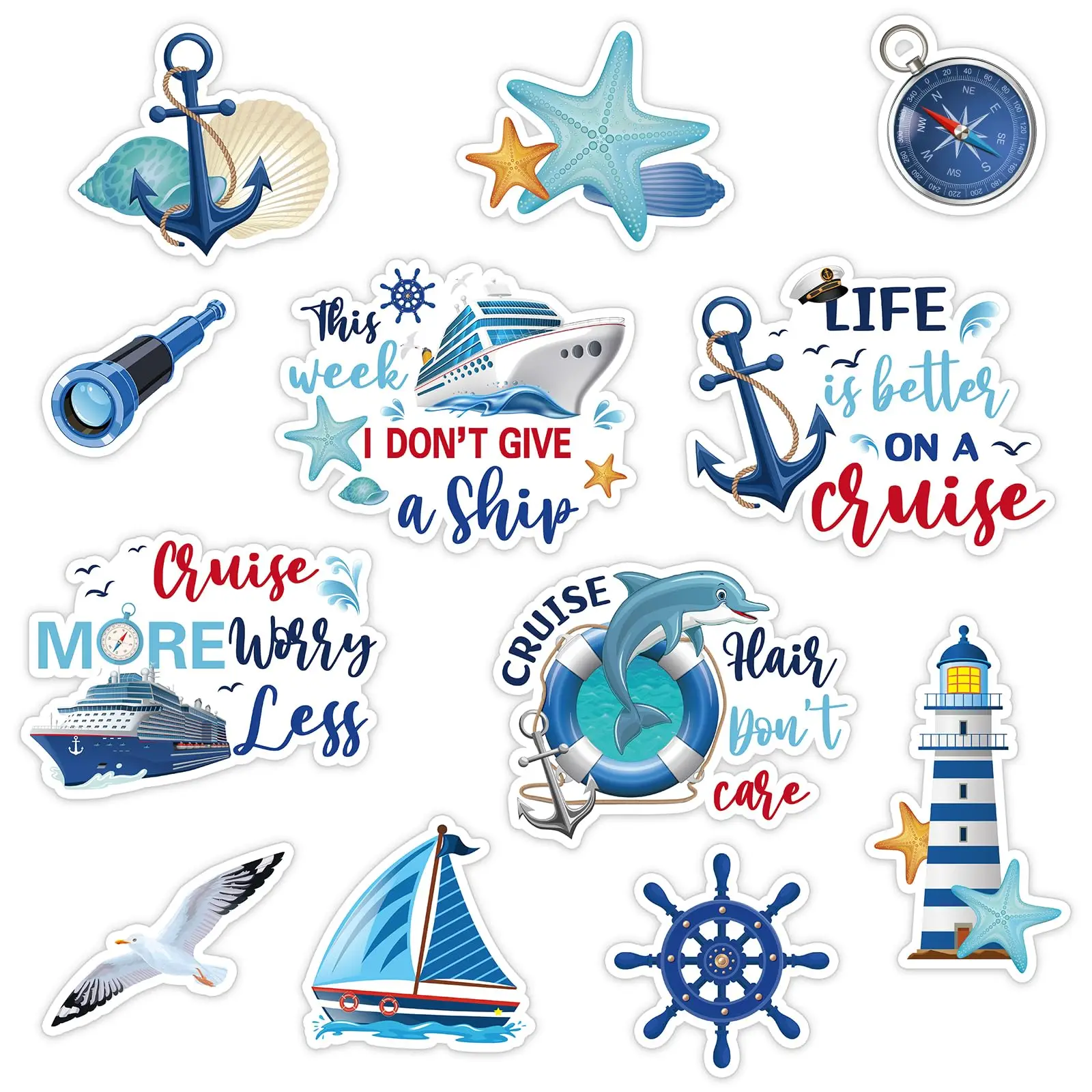 

12 Pieces Cruise Door Magnets Decorations, Sea Navigation Ship Car Refrigerator Magnets Stickers Anchor Cruise Cabin Door Fridge
