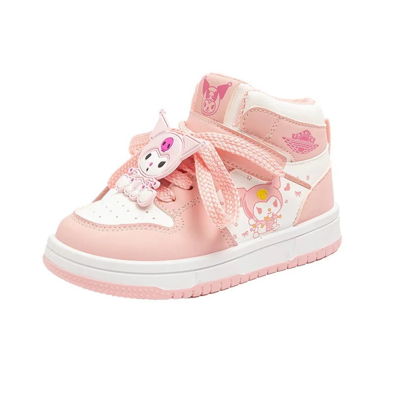 

Kuromi Girls High Top Sneakers - Spring Autumn New Cartoon Casual Shoes Trendy Versatile Kids Running Board Shoes