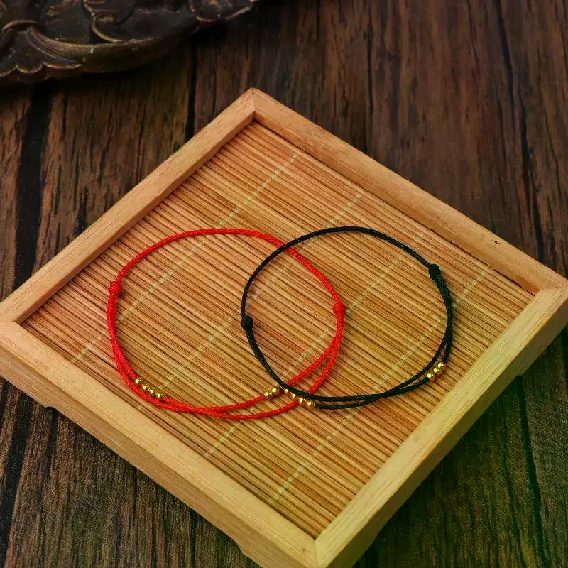 Handmade Bead Bracelet Red Rope Adjustable Transfer Lucky Beads Simple Style Friendship Bracelet Fine Jewelry Gift