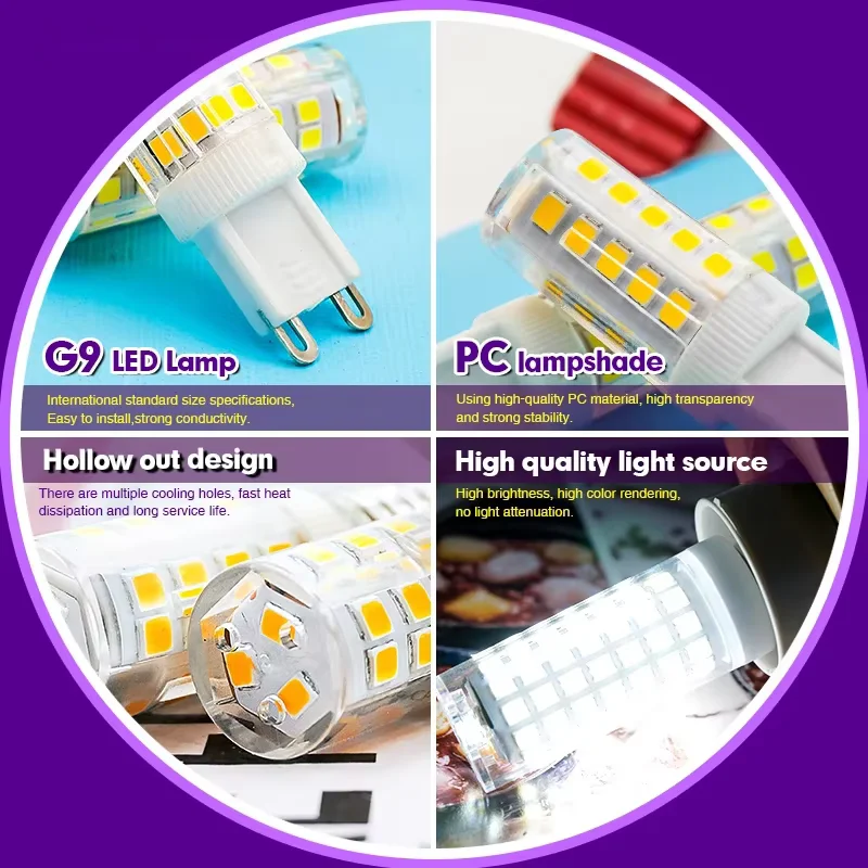 1-10Pcs LED G9 Corn Bulbs 3W 5W 9W Ceramic Lamp Light 360° Beam Angle SMD2835 Cold/Warm White AC 220V For Home/Office Lighting image 5