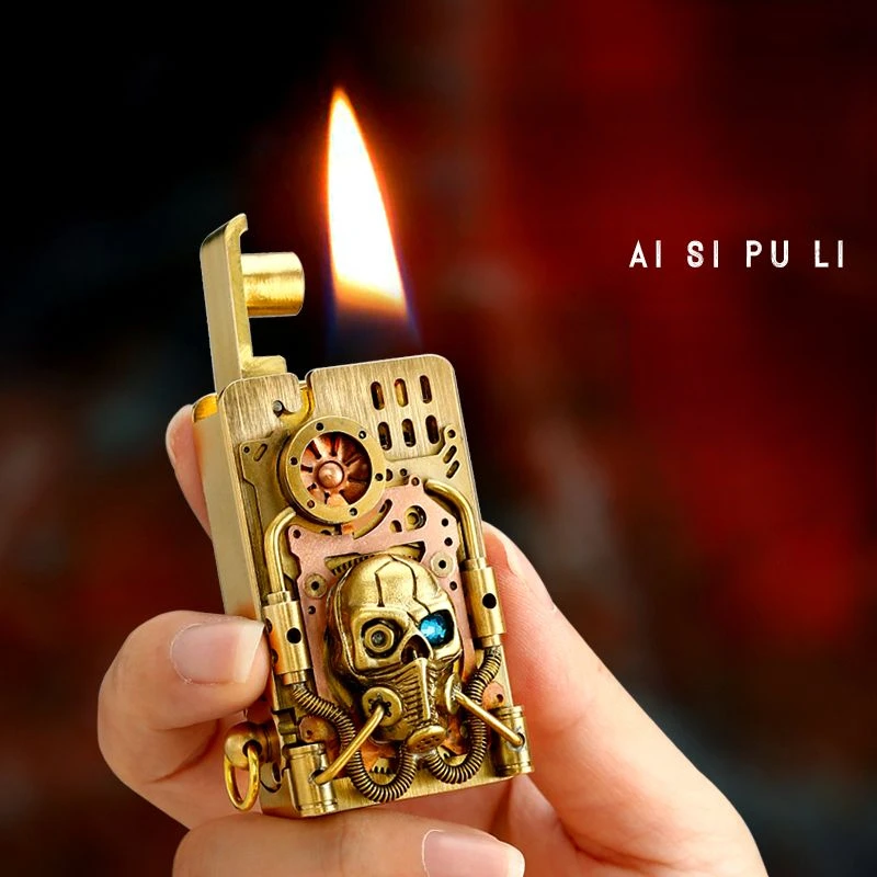 SZ Doom Mask  Steampunk Welding Handmade Brass Kerosene Lighter smoking