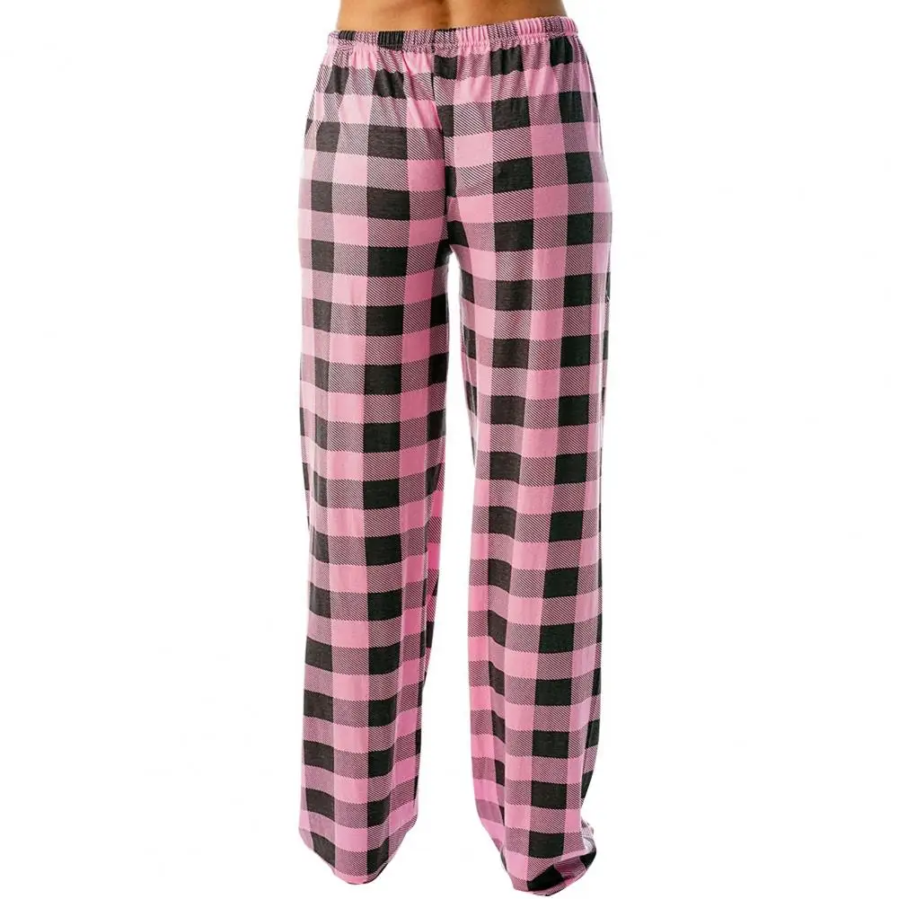 Versatile Tie Waist Pajama Trousers Comfy Women's Pajama Pants Elastic Drawstring Waist Wide Leg Sleep Bottoms for Daily Wear