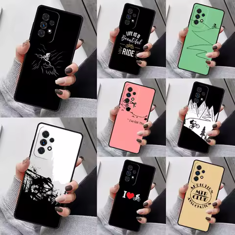 MTB Mountain Bike Cycling Bicycle Case For Samsung Galaxy S23 S21 S20 FE S24 S22 Ultra Note20 S10 S9 S8 Plus A40 A52 A12 A13 A53