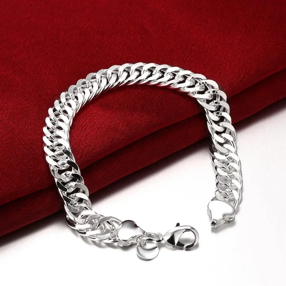 Pulseras de plata de ley 925 con cadena clásica Ferrero de 10MM para hombre y mujer, ideales para bodas, fiestas, regalos de Navidad, joyería de moda.