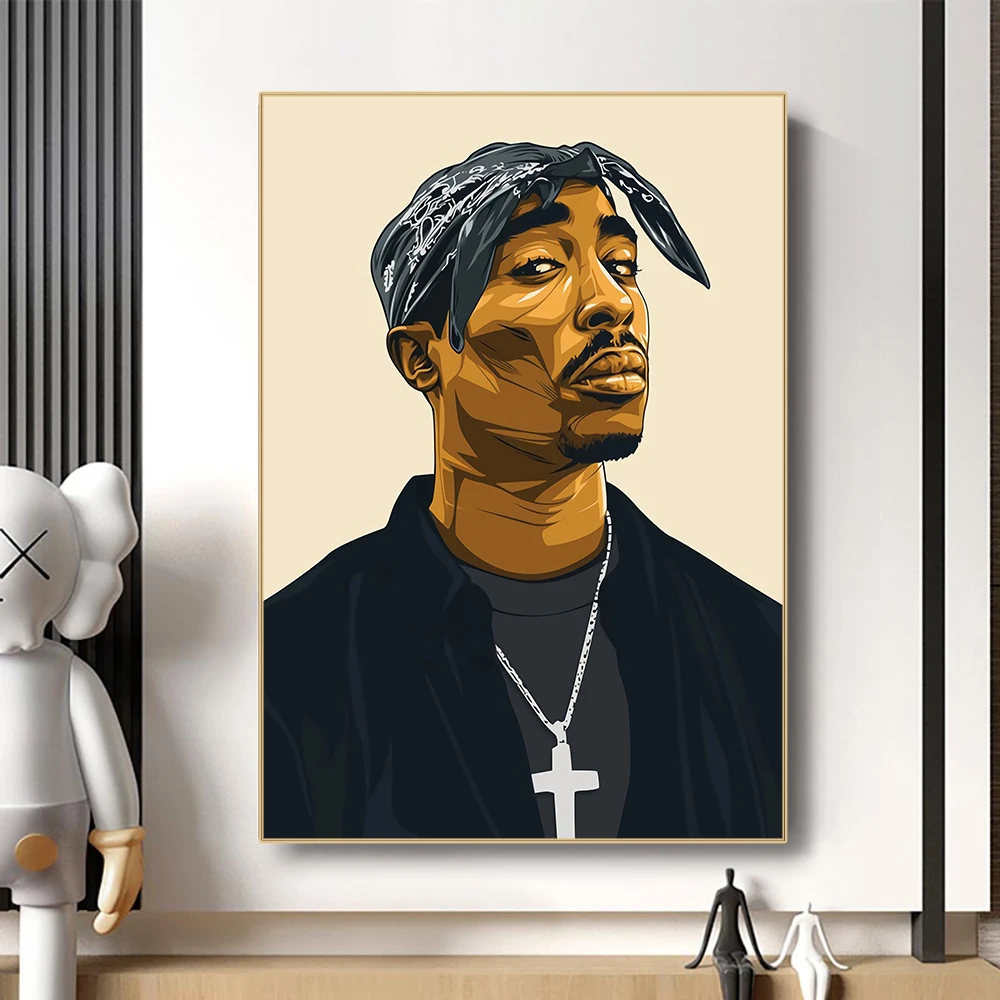لوحة هيب هوب المغني 2pac لرسومات الحائط من القماش على طراز أساطير الراب توباك وطباعة صور لتزيين غرفة المعيشة هدايا المشجعين #1