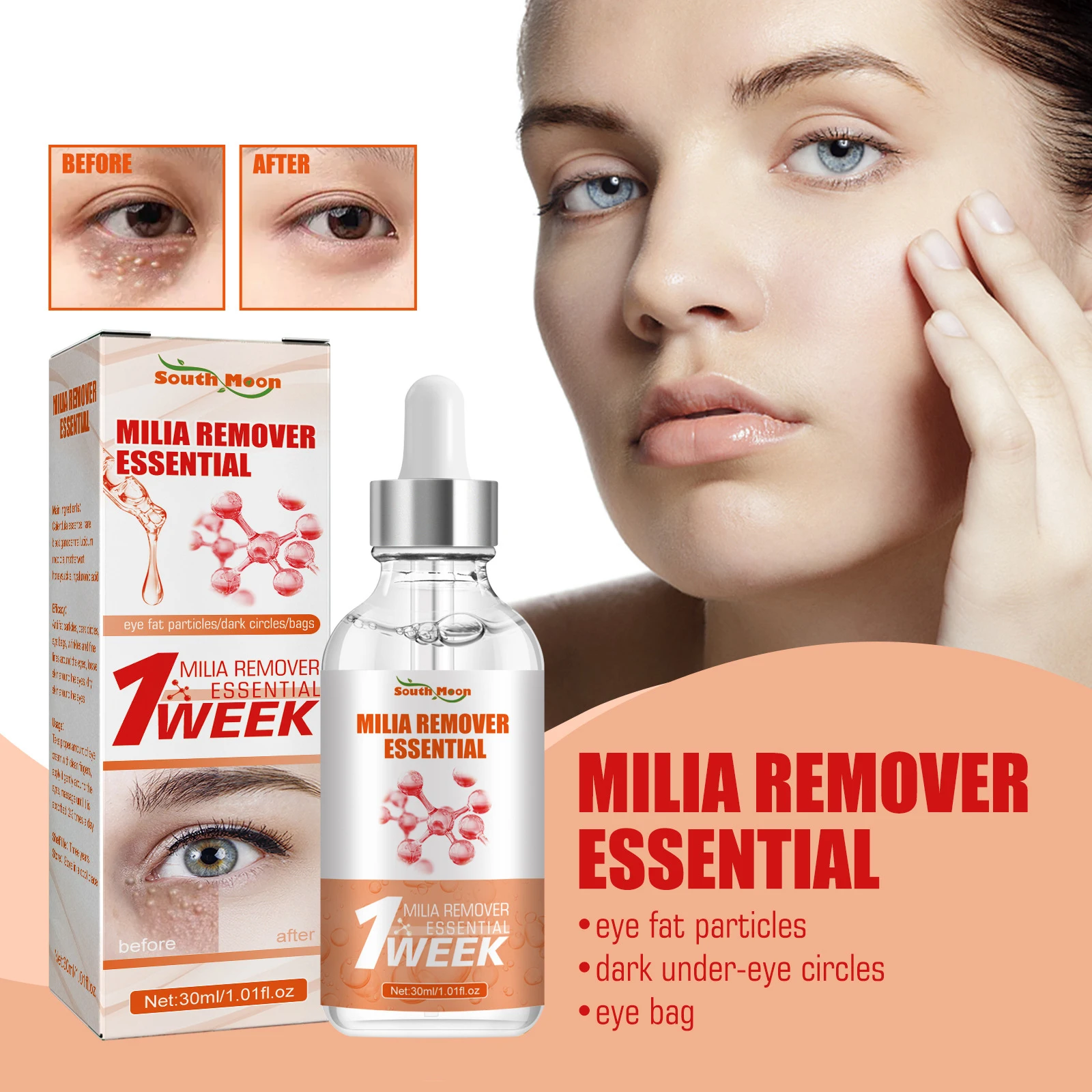 Milia Remover Essential Eye Serum Effective Removes Fat Granules eye Bags Anti-Particles Puffiness Improve  Dark Cicle 30ml