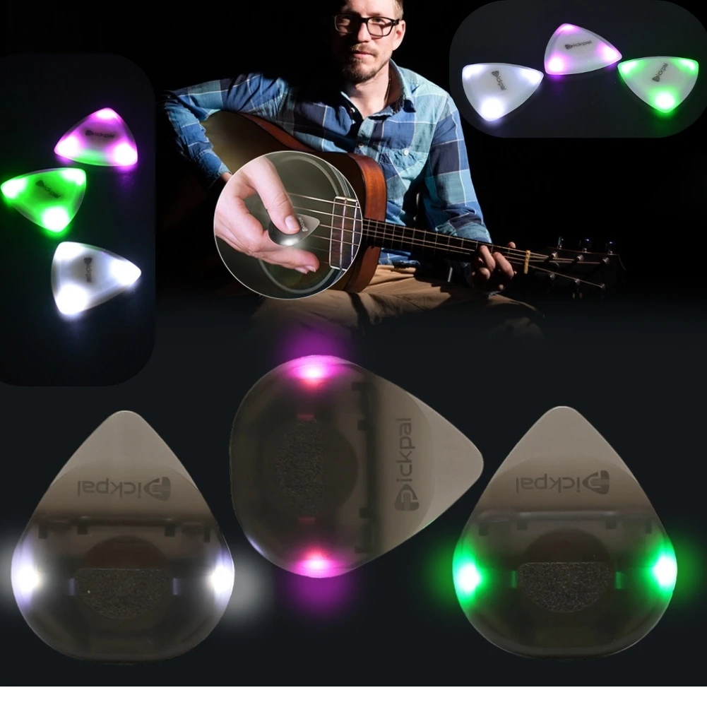 Guitar Touch Luminous Pick with High-Sensitivity LED Light Stringed Instrument Plectrum Non-Slip for Bass Electric Guitar Pick