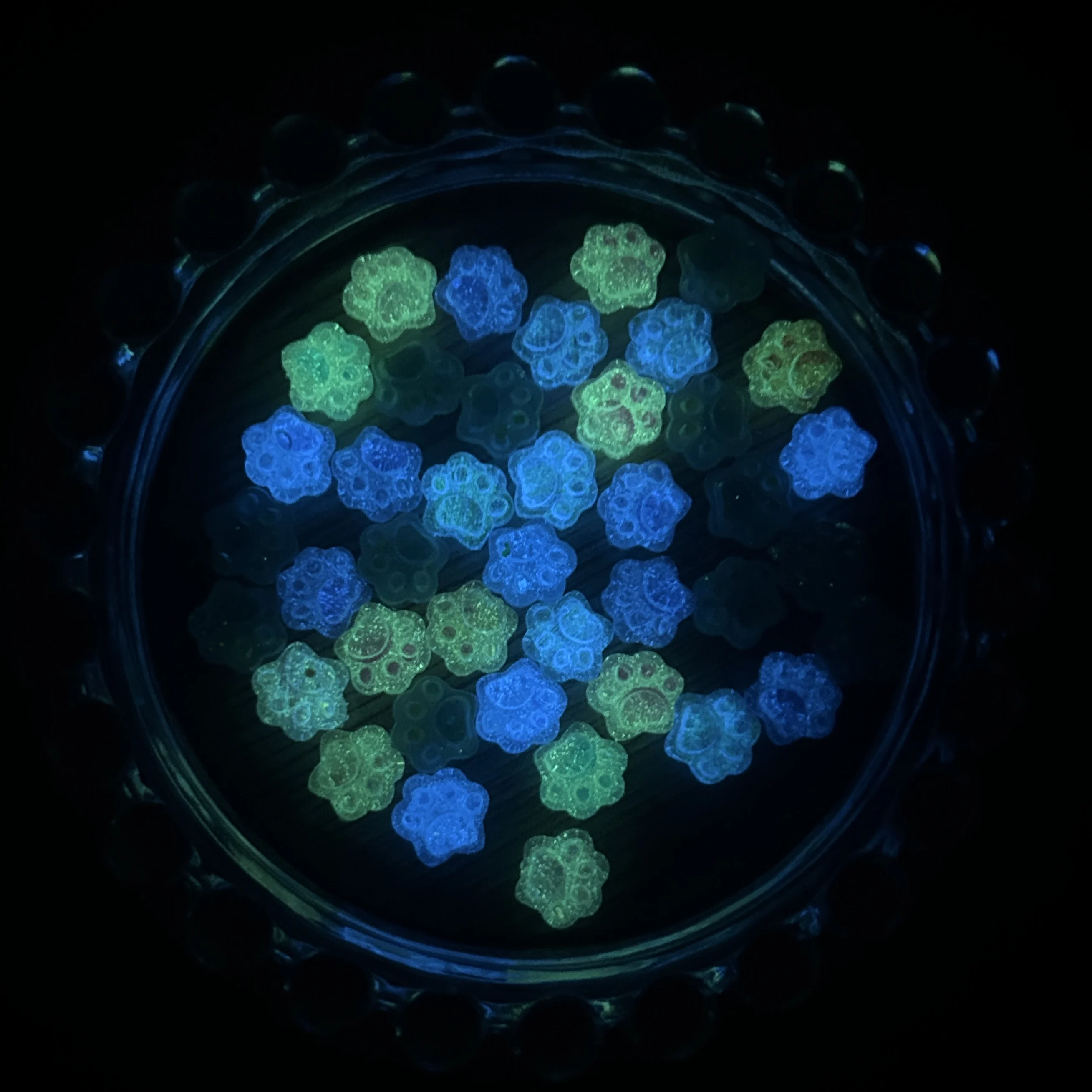 100PCS Gradient Colored Puppy Paw Resin Nail Art Decorations Kawaii Luminous Cat Claws Animal Paws Nail Charms for Manicure DIY