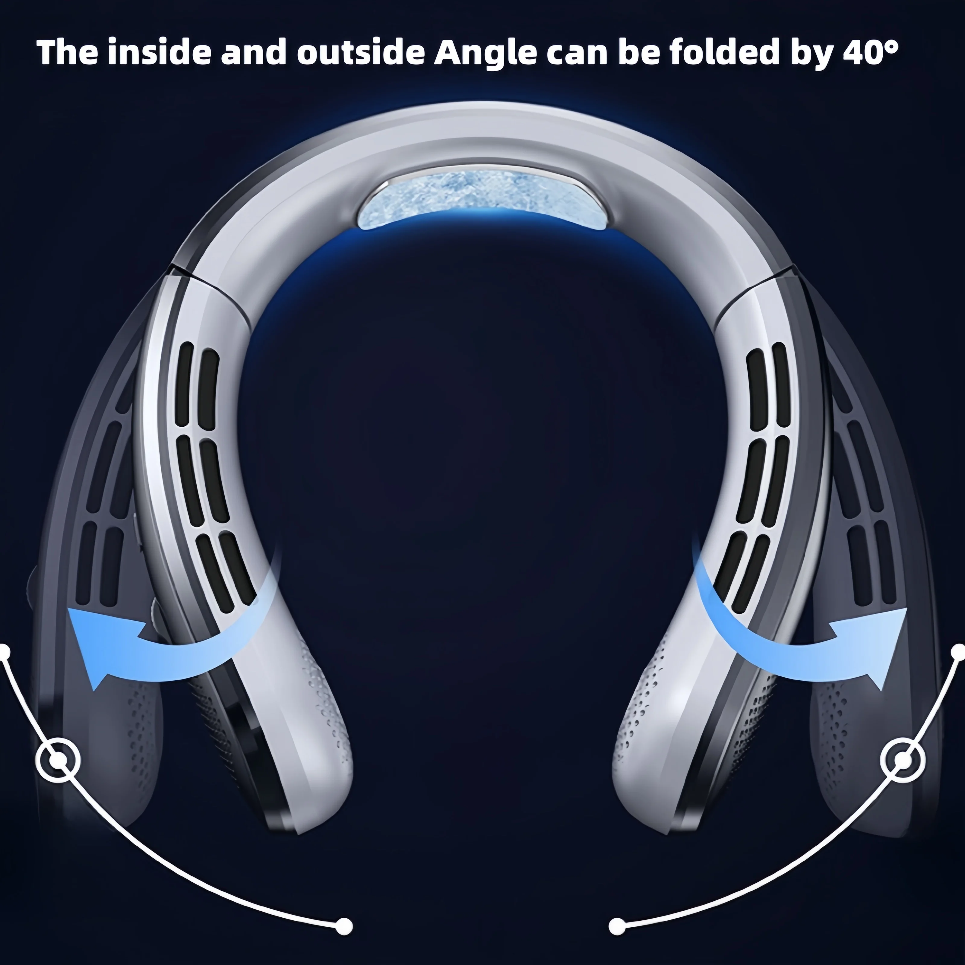 Портативный безлопастной шейный вентилятор с 3-скоростной регулировкой ветра, литиевой аккумуляторной батареей 18650, цифровым дисплеем, настольным компьютером