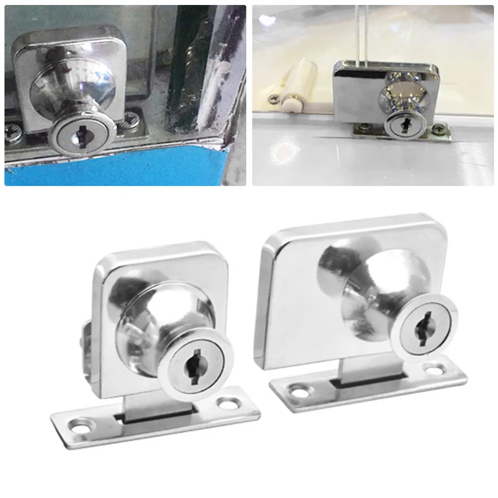 Cerraduras de escaparate, cerradura de puerta corrediza de vidrio para vitrina, 2 uds., llave para vidrio de 5-8mm, Hardware de cerraduras de gabinete de vidrio fácil de instalar